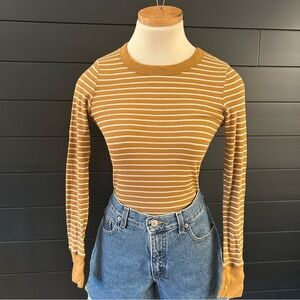 Striped Top Retro casual distressed cute soft funky Women’s Long Sleeved Ribbed